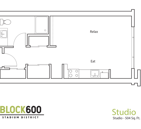 BLOCK600 Studio apartment floorplan 